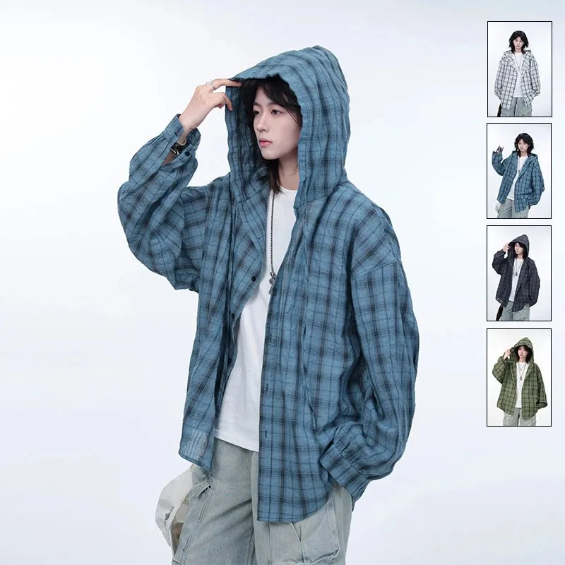 Blue Plaid Long Sleeve Men's Shirt Summer Quick Dry Hoodie American Retro Style Sun Protection Outerwear Casual Loose Fit
Blue Plaid Long Sleeve Men's Shirt Summer Quick Dry Hoodie American Retro Style Sun Protection Outerwear Casual Loose Fit