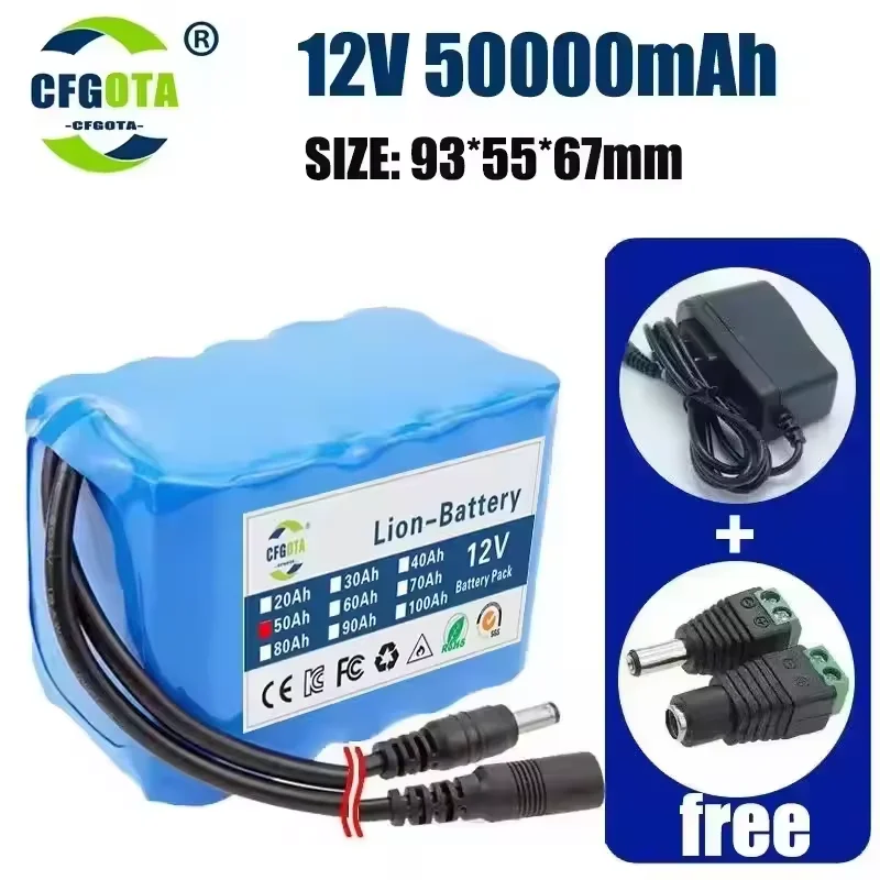 12V 50Ah 18650 Lithium Battery Pack 3S5P Rechargeable Battery with BMS 12.6v Charger for Fishing Bicycle Large Capacity Battery
12V 50Ah 18650 Lithium Battery Pack 3S5P Rechargeable Battery with BMS 12.6v Charger for Fishing Bicycle Large Capacity Battery