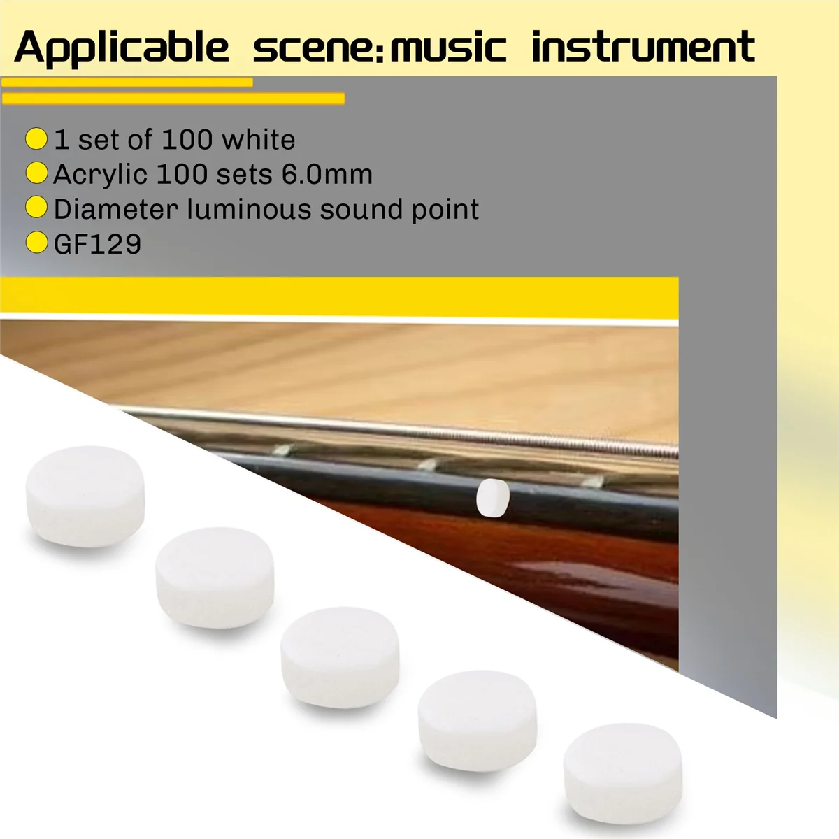 ABAZJ 100Pcs Guitar Fingerboard Inlay Neck Side Dot Luminous Material Dia 6Mm
ABAZJ 100Pcs Guitar Fingerboard Inlay Neck Side Dot Luminous Material Dia 6Mm