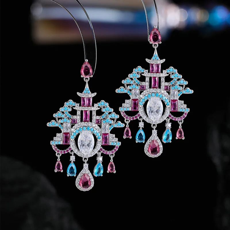 blue green pink zirconia earrings for women dinner party wedding luxury jewelry Chinese style dangling earrings anniversary gift
blue green pink zirconia earrings for women dinner party wedding luxury jewelry Chinese style dangling earrings anniversary gift