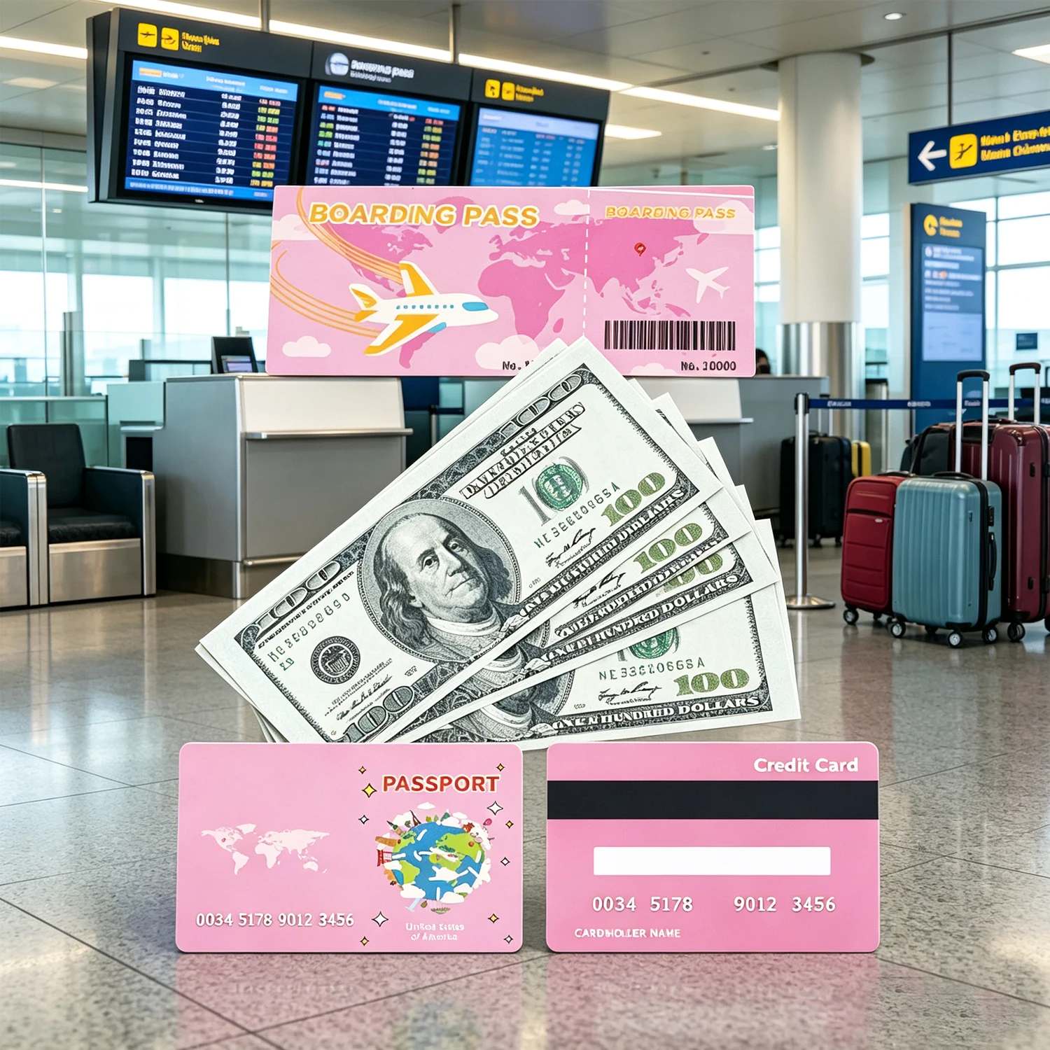 Pretend Play Travel Doll Accessories Set Pink Passport Boarding Pass Credit Card Fake Money Toy for Kids Airplane Role Play Toy
Pretend Play Travel Doll Accessories Set Pink Passport Boarding Pass Credit Card Fake Money Toy for Kids Airplane Role Play Toy