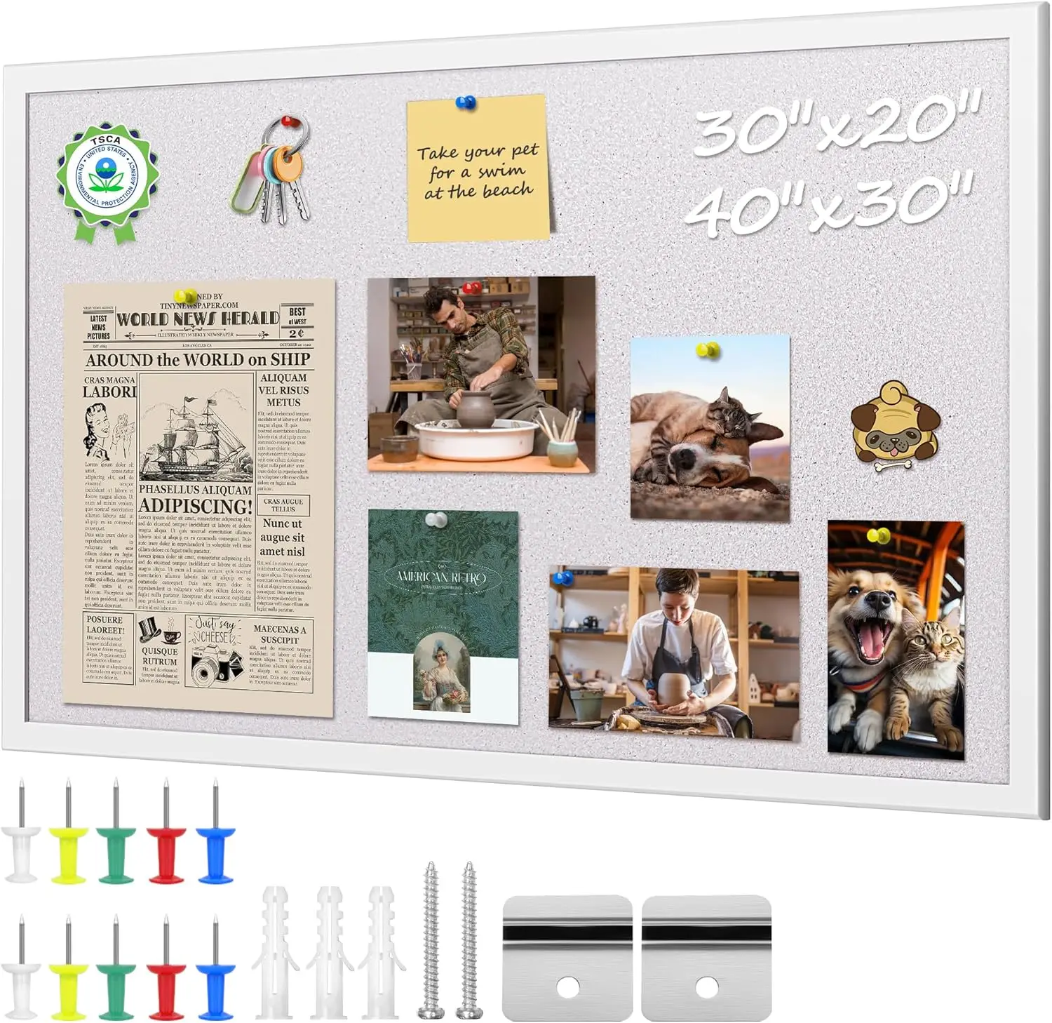 30x40 Inch Cork Bulletin Board with White Frame for Office Home School, Durable Pin Board with Easy Installation
30x40 Inch Cork Bulletin Board with White Frame for Office Home School, Durable Pin Board with Easy Installation