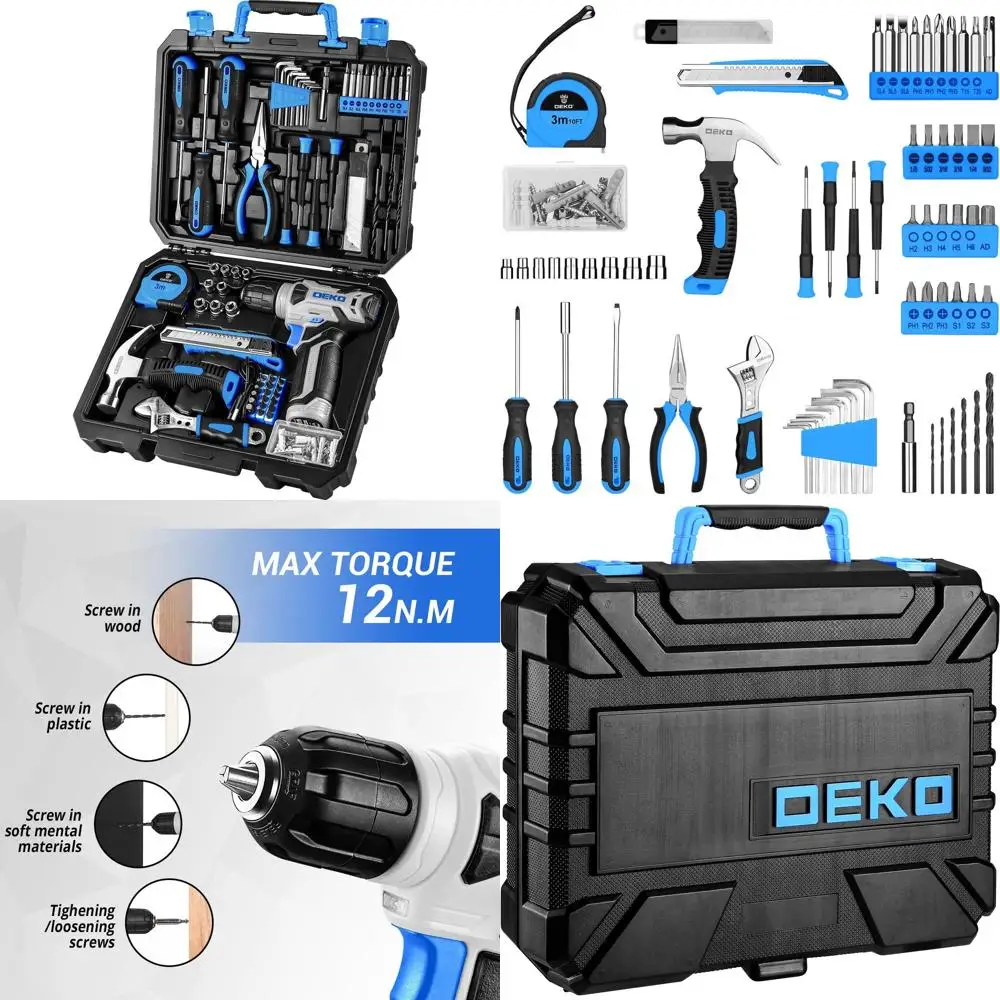 Drill Set: Tool Set with 8V Blue Cordless Drill, Home Tool Kit with Drill, Hand Tool Kits for Men & Women 126 Piece
Drill Set: Tool Set with 8V Blue Cordless Drill, Home Tool Kit with Drill, Hand Tool Kits for Men & Women 126 Piece
