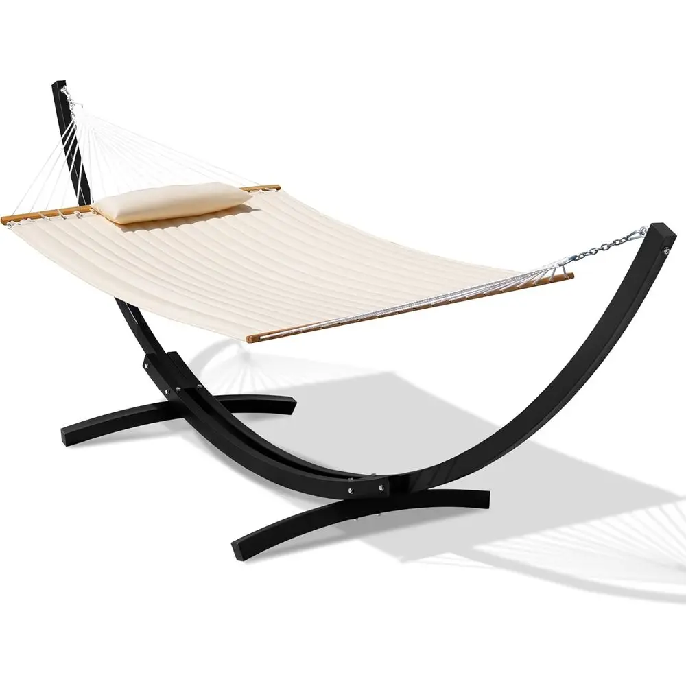 Cream Quilted Hammock with 13-Foot Curved Steel Stand, Pillow Included, 450 lbs Capacity, Suitable for Outdoor, Backyard, Patio
Cream Quilted Hammock with 13-Foot Curved Steel Stand, Pillow Included, 450 lbs Capacity, Suitable for Outdoor, Backyard, Patio