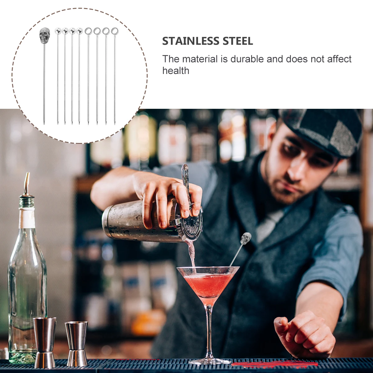 9 Pcs Cocktail Needle Sign Stainless Steel Stirring Rod Fruit Sticks Bar Decoration Bartending Tool
9 Pcs Cocktail Needle Sign Stainless Steel Stirring Rod Fruit Sticks Bar Decoration Bartending Tool