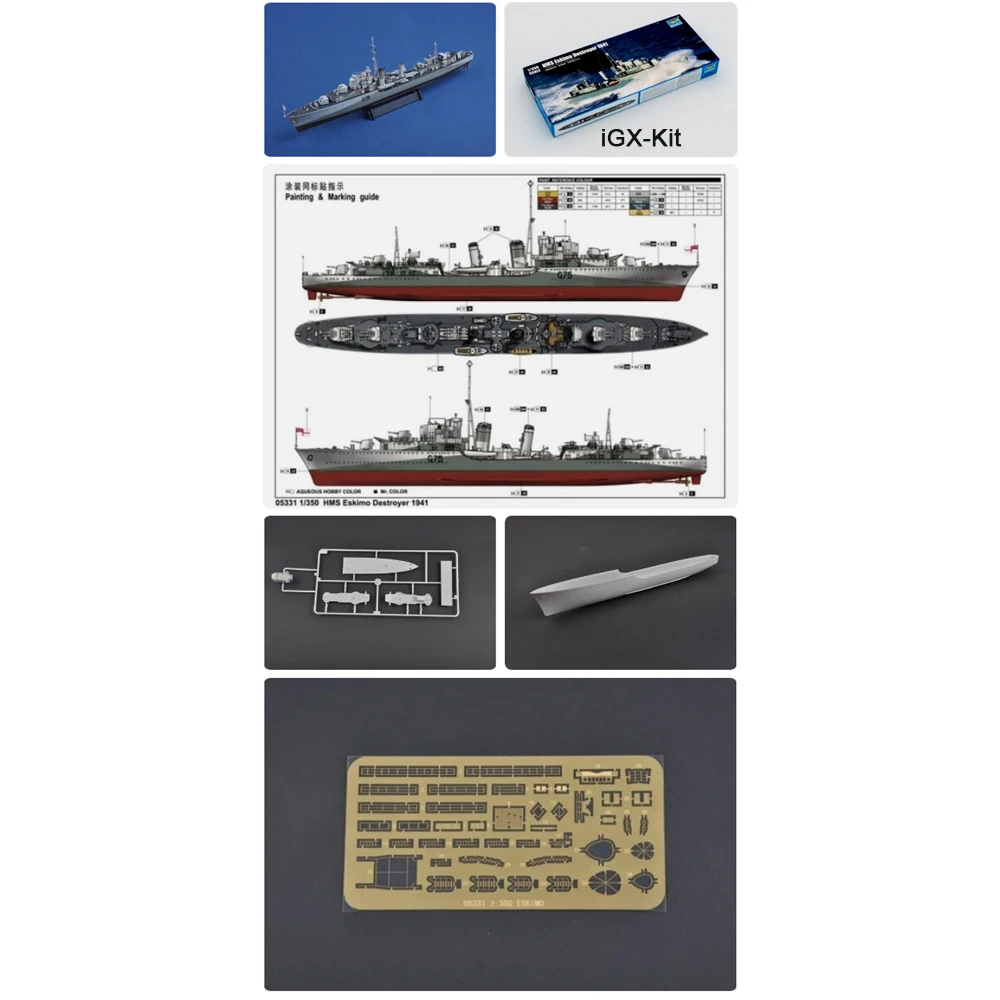 Trumpeter 05331 1:350 Scale HMS Destroyer Eskimo 1941 Ship Boats Assembly Plastic Handcraft Model Building Kit
Trumpeter 05331 1:350 Scale HMS Destroyer Eskimo 1941 Ship Boats Assembly Plastic Handcraft Model Building Kit