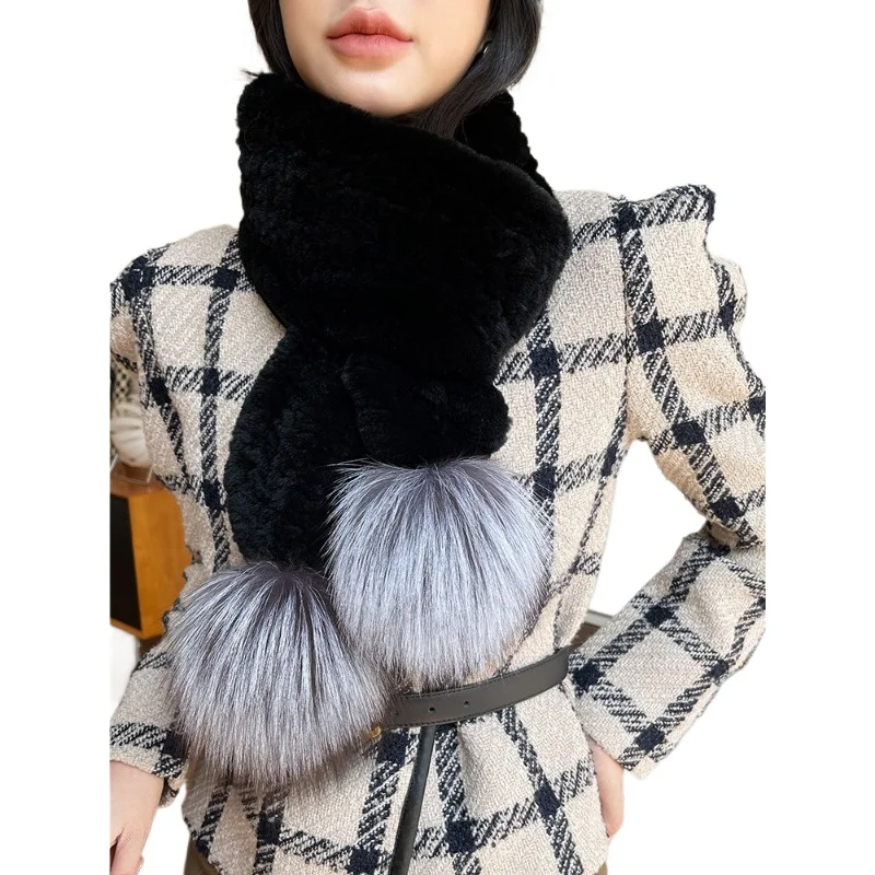 Japanese and Korean Rex Rabbit Hair Extended Scarf, Casual Warm Fur Scarf Female, Silver Fox Hairball
Japanese and Korean Rex Rabbit Hair Extended Scarf, Casual Warm Fur Scarf Female, Silver Fox Hairball