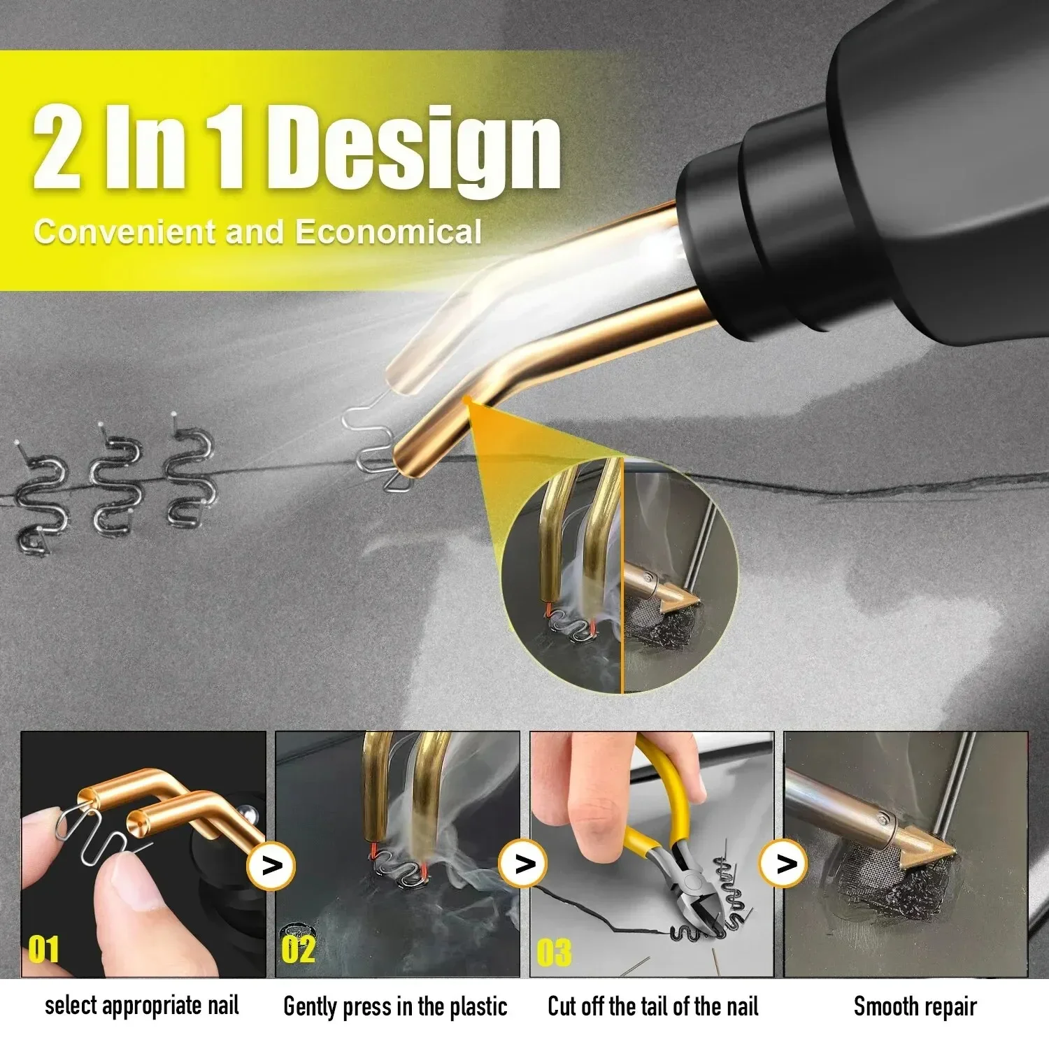 New Car Bumper Repair Kit Plastic Welding Machine Hot Stapler 70W With Staples For Bumper/Kayak/PVC Material Soldering Tools
New Car Bumper Repair Kit Plastic Welding Machine Hot Stapler 70W With Staples For Bumper/Kayak/PVC Material Soldering Tools