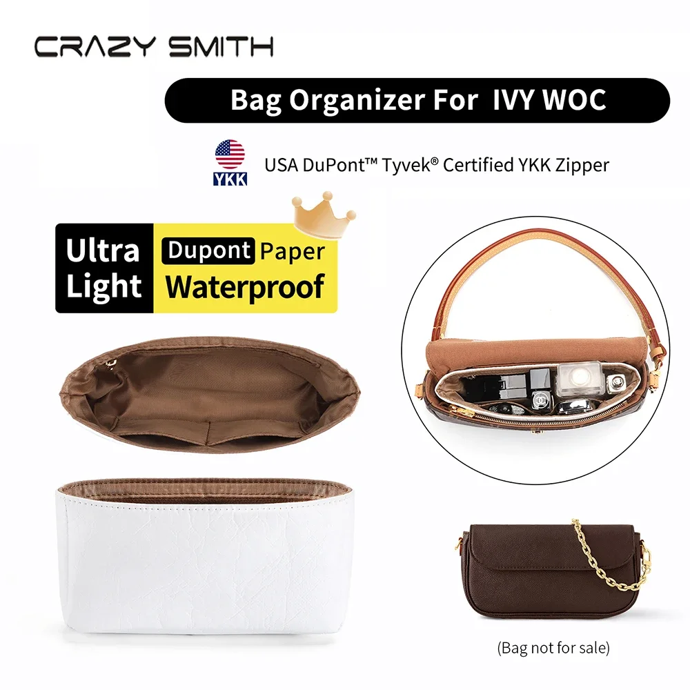 CRAZYSMITH Dupont Paper Insert Bag Organizer Crossboy Bag Strap For LV Ivy Woc Handbag Inner Bag Storage Makeup Organizer Bag 
CRAZYSMITH Dupont Paper Insert Bag Organizer Crossboy Bag Strap For LV Ivy Woc Handbag Inner Bag Storage Makeup Organizer Bag