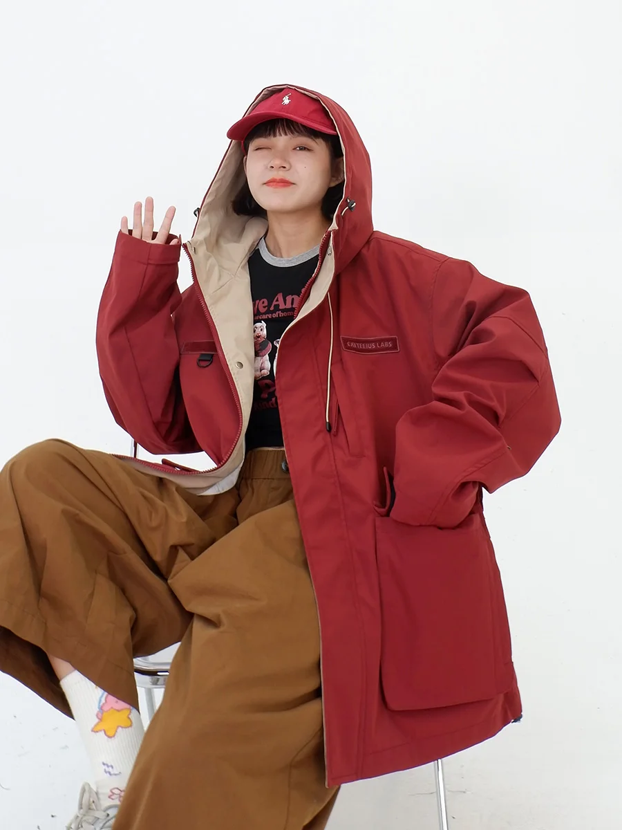 Multi Pocket Hooded Workwear Charge Coats Women's 2023 Autumn New Loose Blouse Couple Jackets
Multi Pocket Hooded Workwear Charge Coats Women's 2023 Autumn New Loose Blouse Couple Jackets