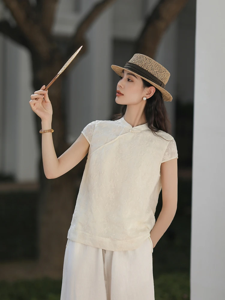 Mallin 00% Flax Cool Casual Embroidered irt f Sve New Chinese Sle Artistic Loose Fit Women's Summer Top
Mallin 00% Flax Cool Casual Embroidered irt f Sve New Chinese Sle Artistic Loose Fit Women's Summer Top