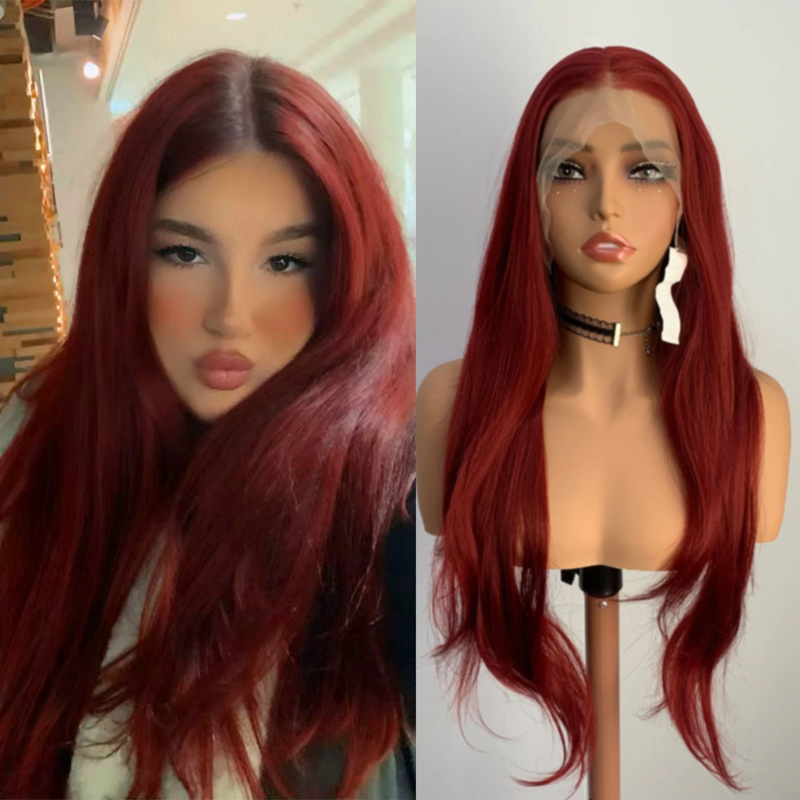 WIF Burgundy Synthetic Wig Natural Hairline 13 x 4 Lace Front Wig Body Wave Women Daily Use Hair
WIF Burgundy Synthetic Wig Natural Hairline 13 x 4 Lace Front Wig Body Wave Women Daily Use Hair