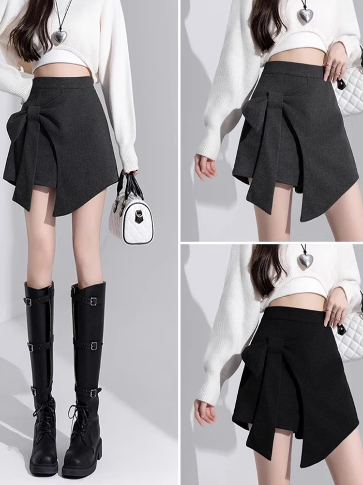 Gray Woolen High Waist Wide Leg Short Pants Women's Autumn Winter New Style Asymmetrical Skirt Pants Casual A-Line Skirt
Gray Woolen High Waist Wide Leg Short Pants Women's Autumn Winter New Style Asymmetrical Skirt Pants Casual A-Line Skirt