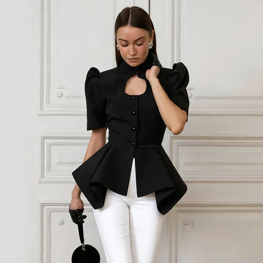 2026 Spring Summer New Arrival Women Fashion European Stand Collar Puff Sleeve Waist Cinch Blouse Elegant Slim Fit Slimming Top
2026 Spring Summer New Arrival Women Fashion European Stand Collar Puff Sleeve Waist Cinch Blouse Elegant Slim Fit Slimming Top