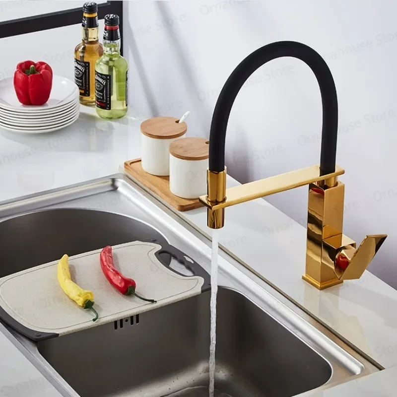 Gold Brushed Single Handle Brass Kitchen Faucet Hot Cold Water Mixer Tap Deck Mount for Household Sink
Gold Brushed Single Handle Brass Kitchen Faucet Hot Cold Water Mixer Tap Deck Mount for Household Sink