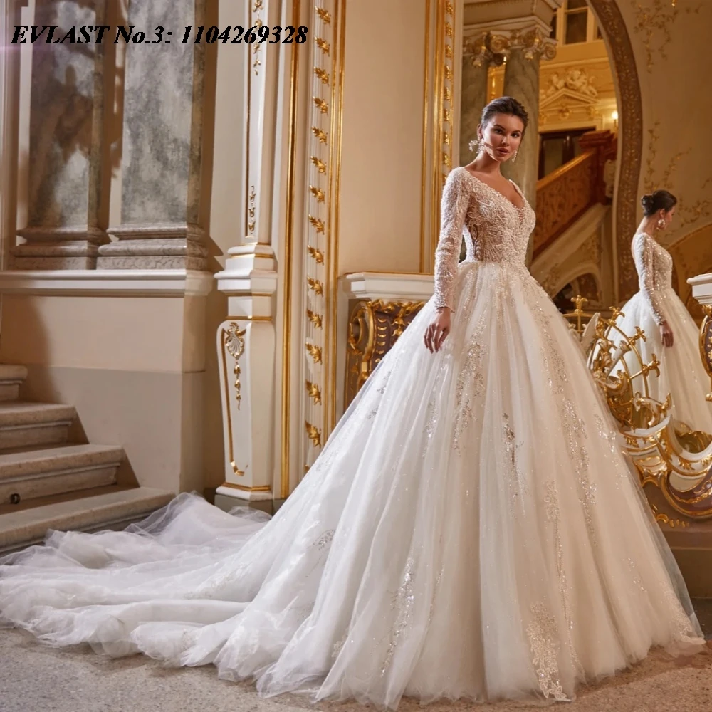 Свадебное платье EVLAST A-силуэта на заказ, романтичное, с длинными рукавами, кружевом, пайетками, аппликациями и бисером, Vestidos De Novia E3WA56
Свадебное платье EVLAST A-силуэта на заказ, романтичное, с длинными рукавами, кружевом, пайетками, аппликациями и бисером, Vestidos De Novia E3WA56
