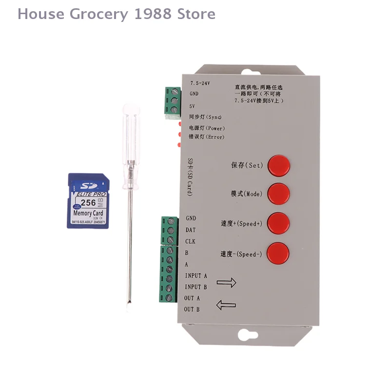 (HG) DC5V~24V T1000S SD Card RGB LED Max 2048 Pixels Program Controller WS2812B WS2811 WS2815 LPD6803 SK6812IC LED Strip Module
(HG) DC5V~24V T1000S SD Card RGB LED Max 2048 Pixels Program Controller WS2812B WS2811 WS2815 LPD6803 SK6812IC LED Strip Module