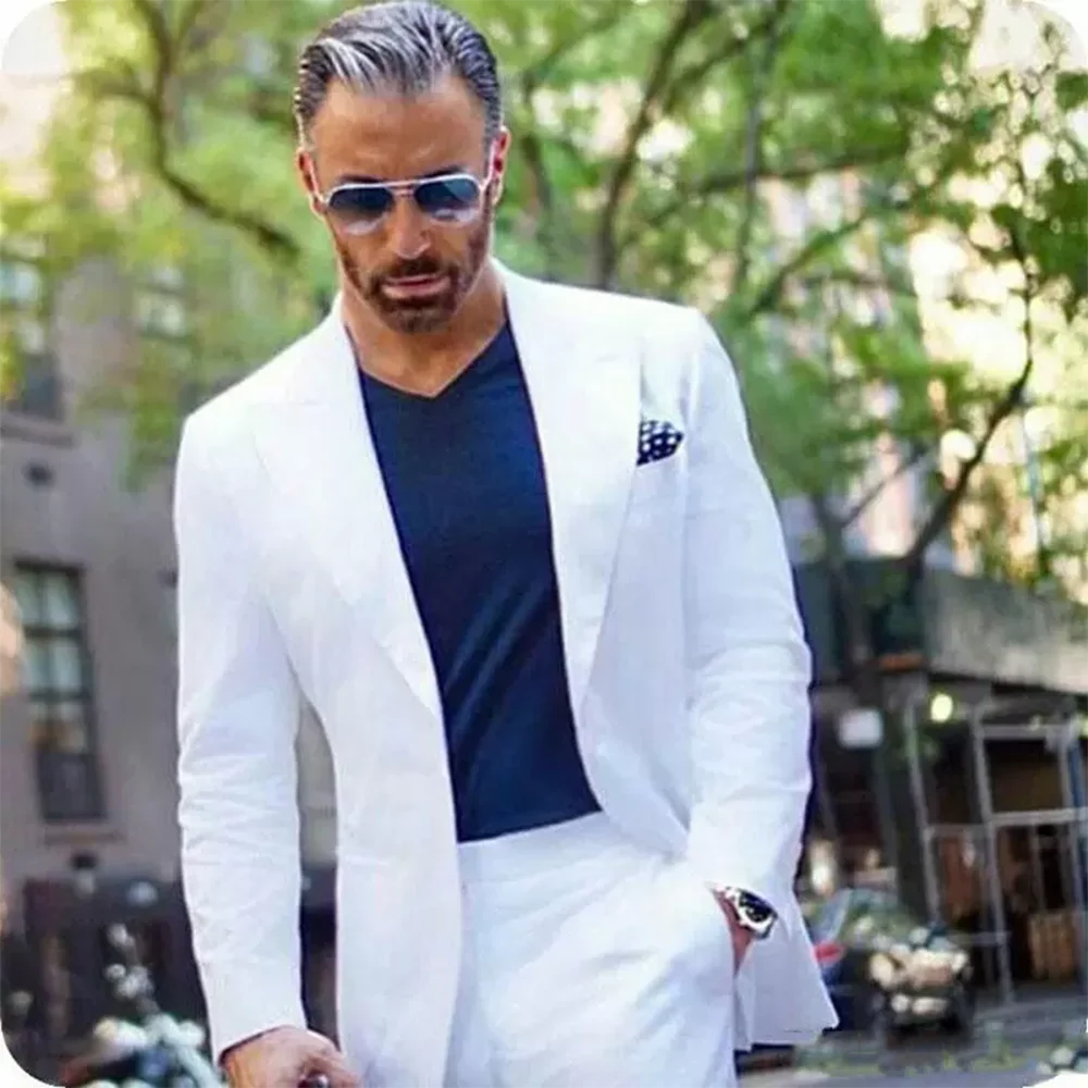 White Men Suits Fashion Business Casual Slim Fit Groom Groom Tailor Made 2 Pieces Formal Suit (Jacket+Pants) Costume Homme
White Men Suits Fashion Business Casual Slim Fit Groom Groom Tailor Made 2 Pieces Formal Suit (Jacket+Pants) Costume Homme