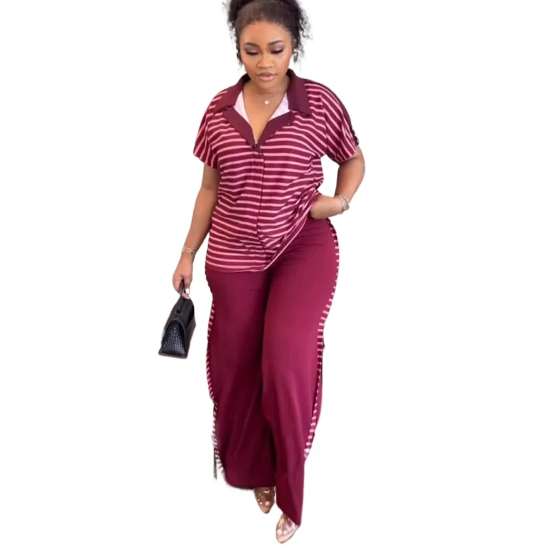 New African Women Two Piece Set Loose Striped Printed Short Sleeve T-shirt And Wide Leg Pants Set Casual Two Piece Set Women
New African Women Two Piece Set Loose Striped Printed Short Sleeve T-shirt And Wide Leg Pants Set Casual Two Piece Set Women