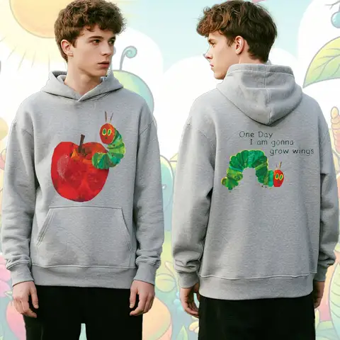Hungry Caterpillar Printed Hooded The Very Hungry Caterpillar Sweatshirt Comfortable Personality Autumn and Winter Hoodie