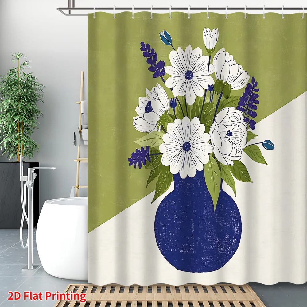 Blue floral shower curtain with white bouquet print, botanical bathroom decor bath textile, watercolor spring aesthetic, 90x180c
Blue floral shower curtain with white bouquet print, botanical bathroom decor bath textile, watercolor spring aesthetic, 90x180c