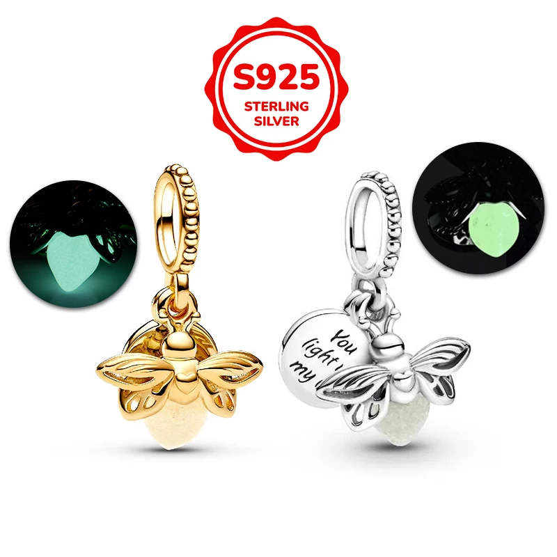 925 Sterling Silver Glow-in-the-dark Firefly Dangle Charm Fit 3mm Bracelet Necklace Women Pendant Bead Luxury DIY Jewelry Making
925 Sterling Silver Glow-in-the-dark Firefly Dangle Charm Fit 3mm Bracelet Necklace Women Pendant Bead Luxury DIY Jewelry Making