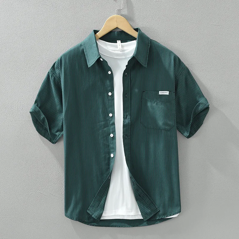 Japanese striped short sleeve shirt for men fashionable versatile casual artistic loose collar tops for youth male 100% cotton
Japanese striped short sleeve shirt for men fashionable versatile casual artistic loose collar tops for youth male 100% cotton