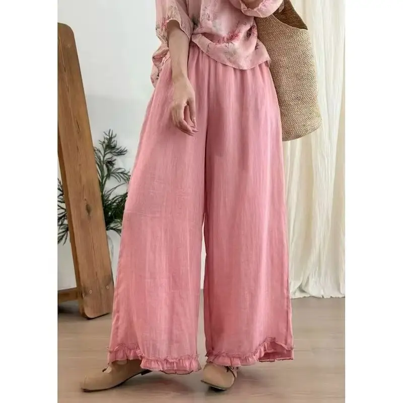 Wide Leg Pants Solid Streetwear Women Summer Vintage Korean Style Elastic Waist Straight Trousers Casual Pleated Baggy Pants
Wide Leg Pants Solid Streetwear Women Summer Vintage Korean Style Elastic Waist Straight Trousers Casual Pleated Baggy Pants