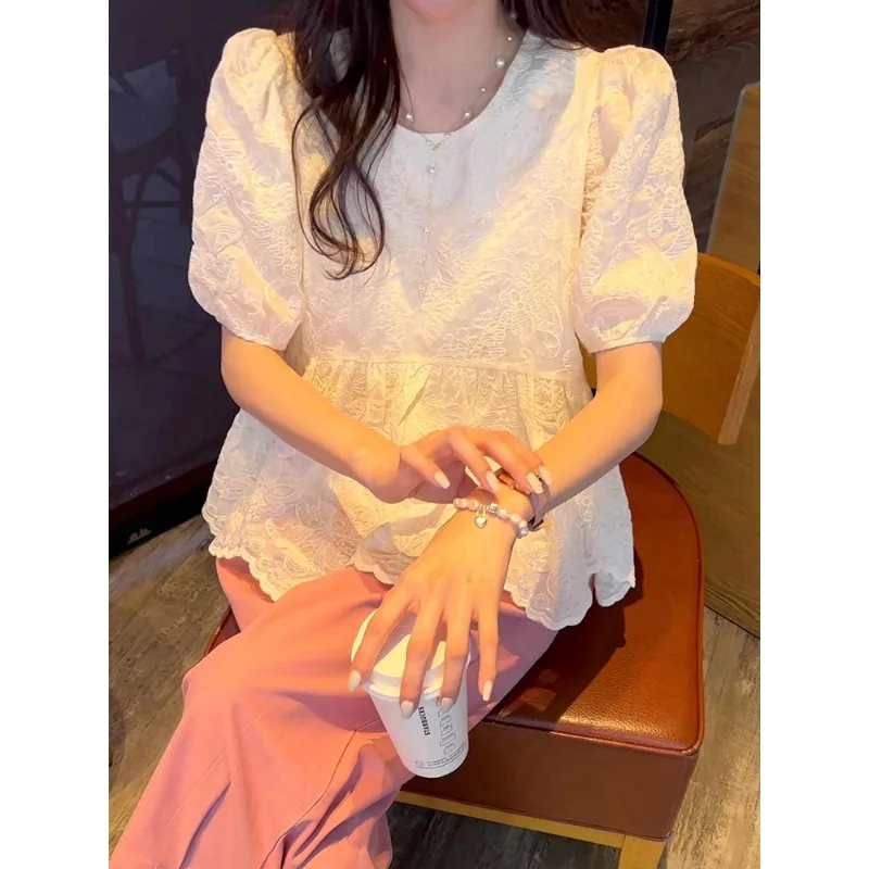 Ele Lace Hook Flower Design Bubble Sve irt Women's Faion Summer New Sle round Ne ort Sve Pure Color Commu...
Ele Lace Hook Flower Design Bubble Sve irt Women's Faion Summer New Sle round Ne ort Sve Pure Color Commu...