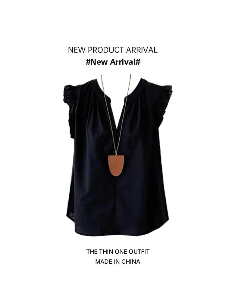 Korean Simple Style Women's Shirt V-neck Fly Sleeve Summer Fashion Slimming Design Commute T-shirt Top Lace
Korean Simple Style Women's Shirt V-neck Fly Sleeve Summer Fashion Slimming Design Commute T-shirt Top Lace