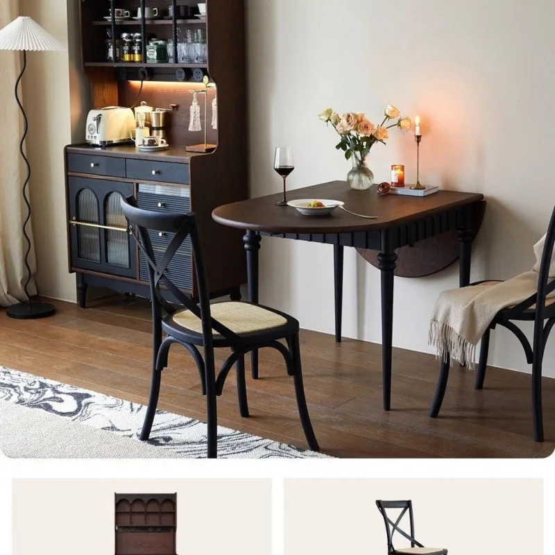 French American retro solid wood folding dining table combination square and round dual-purpose small apartment household
French American retro solid wood folding dining table combination square and round dual-purpose small apartment household