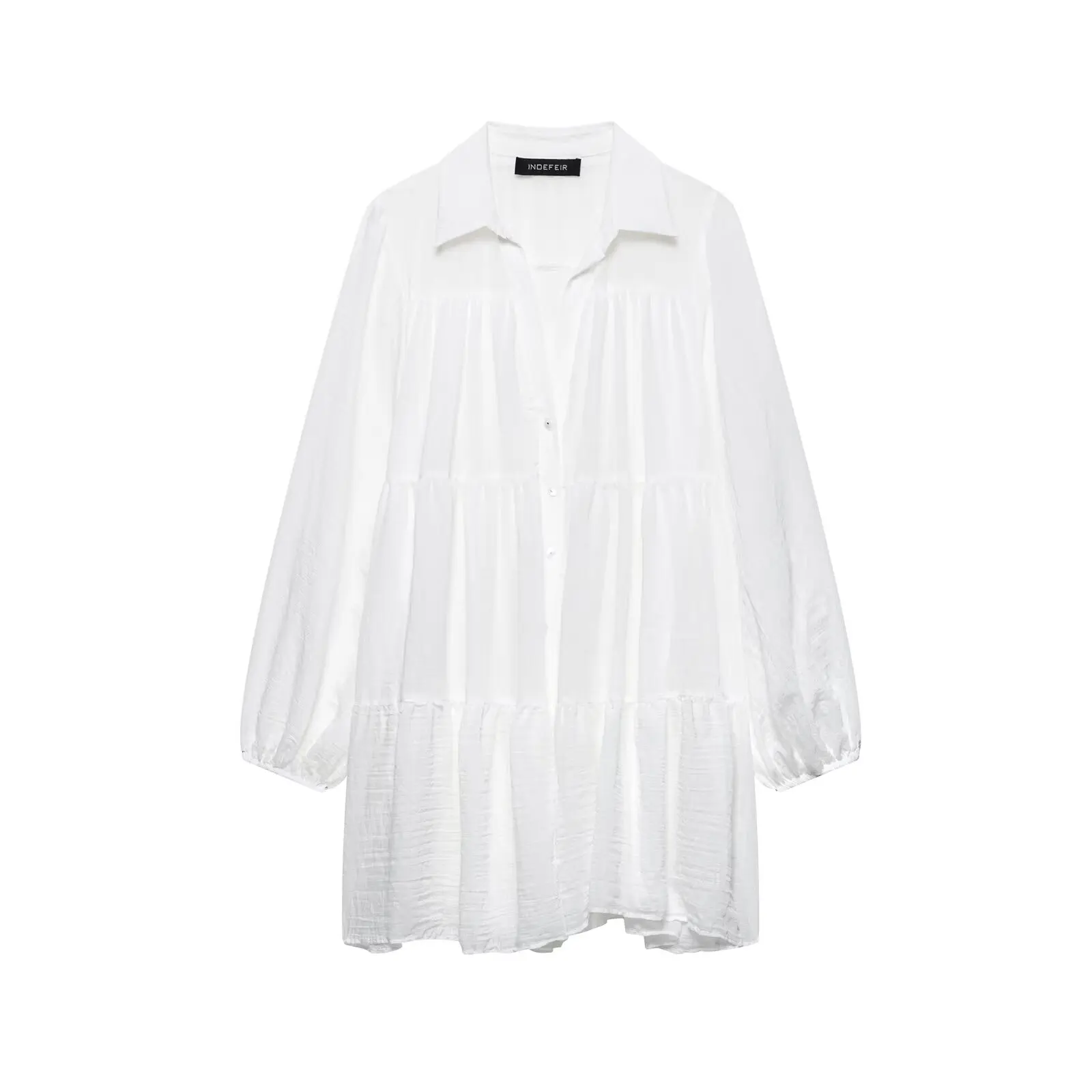 TRAFZA Women's Fashion Sweet Ladder Spliced Short Dress Female Elegant Lapel Single Breasted Simple Long Sleeve Pleated Dress
TRAFZA Women's Fashion Sweet Ladder Spliced Short Dress Female Elegant Lapel Single Breasted Simple Long Sleeve Pleated Dress