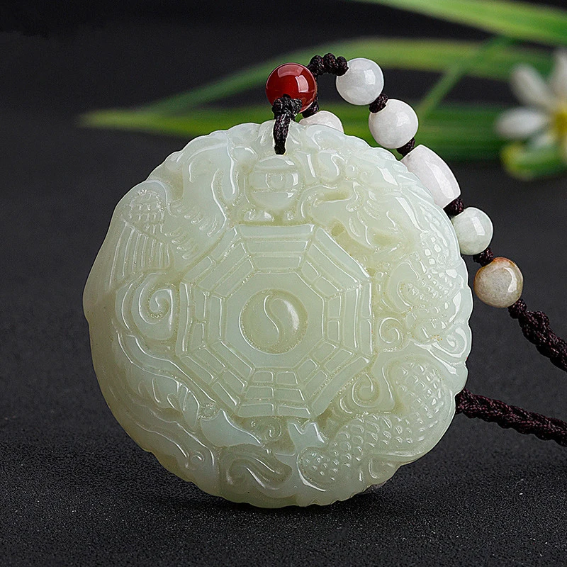 Hotan White Pendant Men and Women, Bagua Jade Amulet
Hotan White Pendant Men and Women, Bagua Jade Amulet