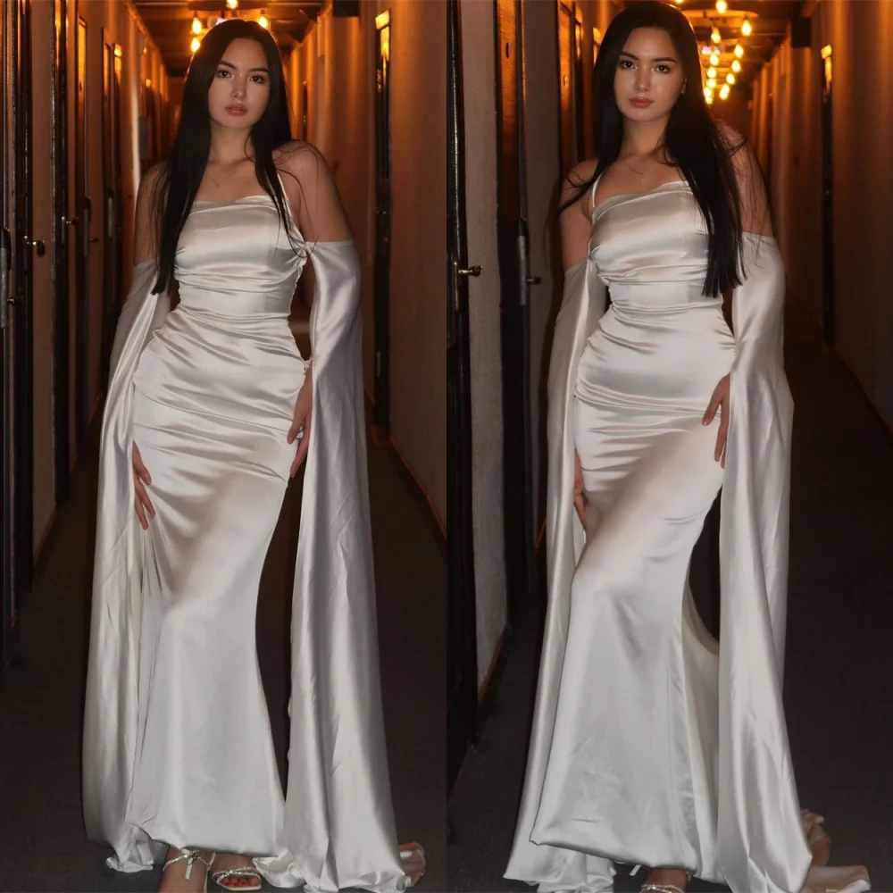Customized Mermaid Exquisite White Satin Evening Dress Modern Strapless Long Sleeves Homecoming Dresses Fashion Party
Customized Mermaid Exquisite White Satin Evening Dress Modern Strapless Long Sleeves Homecoming Dresses Fashion Party