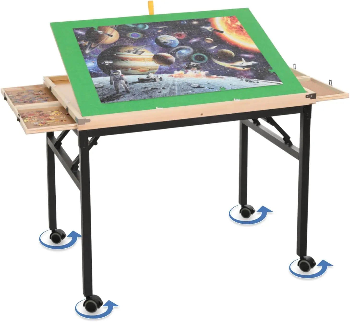 1500-Piece 3-Angle Adjustable Jigsaw Puzzle Table with Drawers, Portable Folding Design Metal Legs & Cover, on Wheels for Adults
1500-Piece 3-Angle Adjustable Jigsaw Puzzle Table with Drawers, Portable Folding Design Metal Legs & Cover, on Wheels for Adults