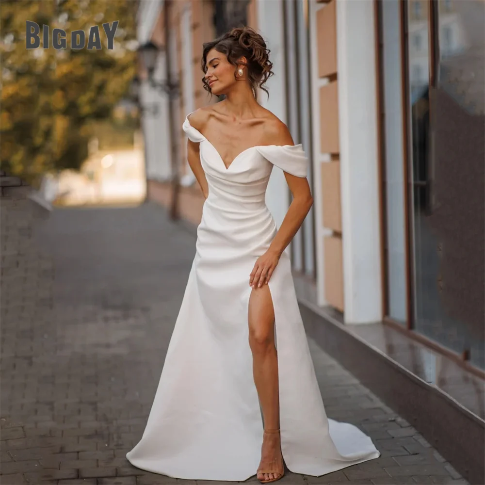 Elegant Mermaid Pleat Wedding Dresses Off The Shoulder Sweetheart Side Split Open Back Bridal Gown Vestidos De Noiva Customized
Elegant Mermaid Pleat Wedding Dresses Off The Shoulder Sweetheart Side Split Open Back Bridal Gown Vestidos De Noiva Customized