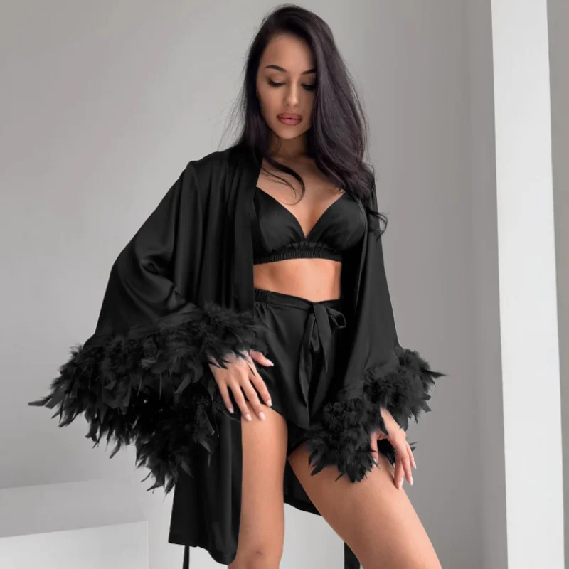 Silky Satin Pajama Set for Women, 3-Piece Feather-Soft Lounge Set, Relaxed Fit & Breathable, Fall Home Loungewear
Silky Satin Pajama Set for Women, 3-Piece Feather-Soft Lounge Set, Relaxed Fit & Breathable, Fall Home Loungewear