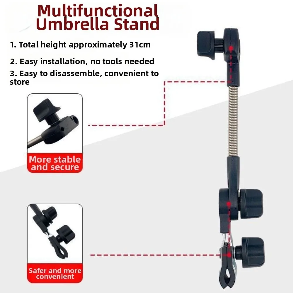 Rainproof Adjustable Umbrella Mount Stand Non-slip Clamp Adjustable Angle Pram Umbrella Bracket Flexible Universal Parasol Shelf
Rainproof Adjustable Umbrella Mount Stand Non-slip Clamp Adjustable Angle Pram Umbrella Bracket Flexible Universal Parasol Shelf