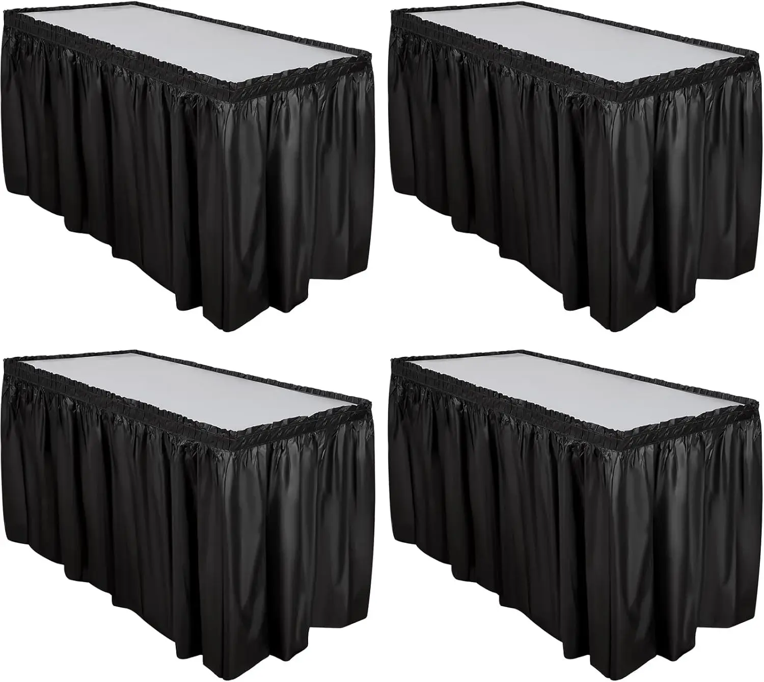 4 Pcs Disposable Plastic Table Skirt 29" x 14 ft for Rectangle Tables Party Wedding Black
4 Pcs Disposable Plastic Table Skirt 29" x 14 ft for Rectangle Tables Party Wedding Black