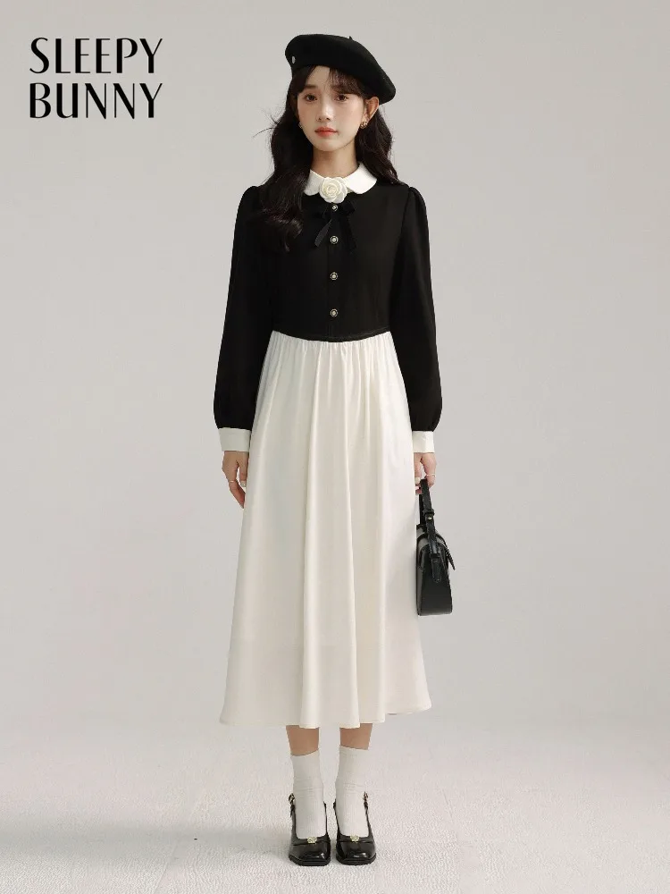 Women Elegant Contrast Panel Dress Camellia Collar Chic Layered Look Long Silhouette Spring Midi Dress Lady Graceful Daily Wear
Women Elegant Contrast Panel Dress Camellia Collar Chic Layered Look Long Silhouette Spring Midi Dress Lady Graceful Daily Wear