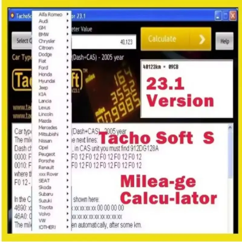 Latest Version 2025 of TachoSoft Mileage Calculator Software 23.1, Mileage Correction Software, Full Version, Compatible with Ma
Latest Version 2025 of TachoSoft Mileage Calculator Software 23.1, Mileage Correction Software, Full Version, Compatible with Ma