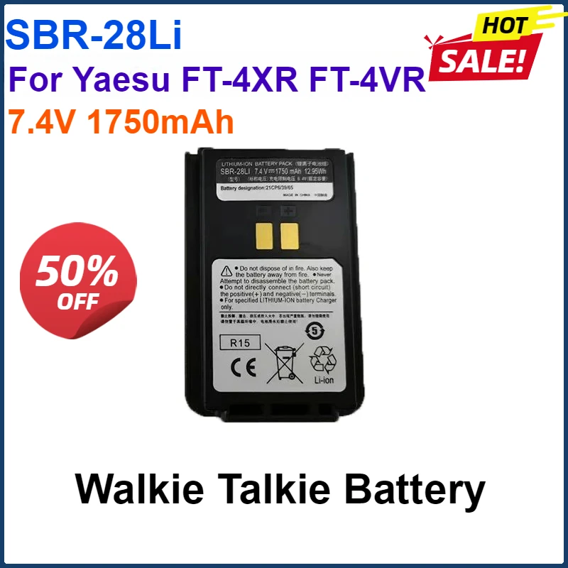 7.4V 1750mAh SBR-28Li Walkie Talkie Li-ion Battery Replacement Battery For Yaesu FT-4XR FT-4VR Two Way Radios Extra Accessory
7.4V 1750mAh SBR-28Li Walkie Talkie Li-ion Battery Replacement Battery For Yaesu FT-4XR FT-4VR Two Way Radios Extra Accessory