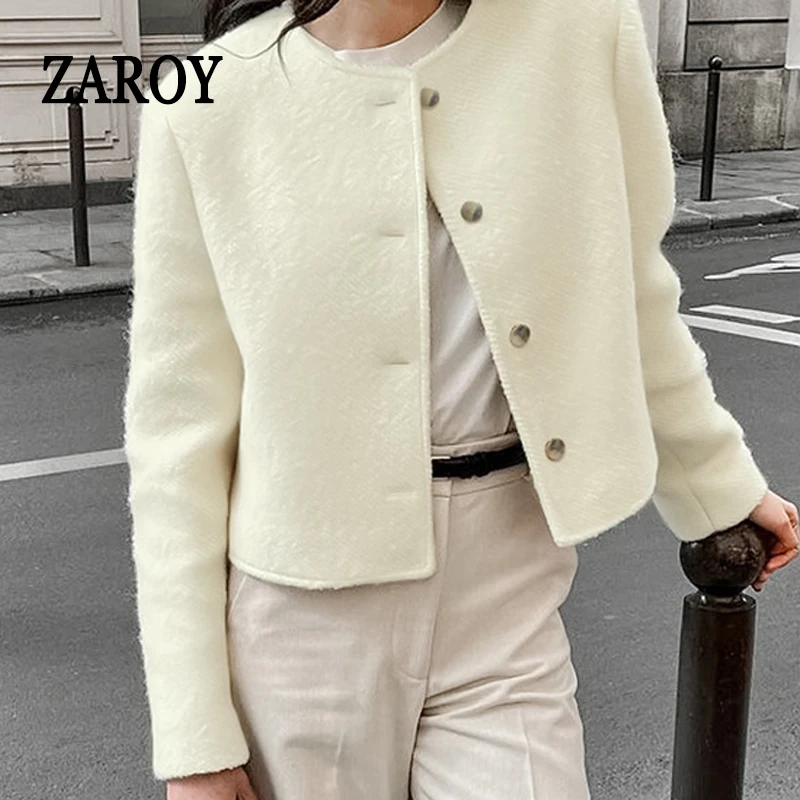 ZAROY 2025 New Autumn Winter Women's Jackets Colarless Long Sleeve Apricot Short Coats Elegant Woolen Button-up Outwear альт
ZAROY 2025 New Autumn Winter Women's Jackets Colarless Long Sleeve Apricot Short Coats Elegant Woolen Button-up Outwear альт