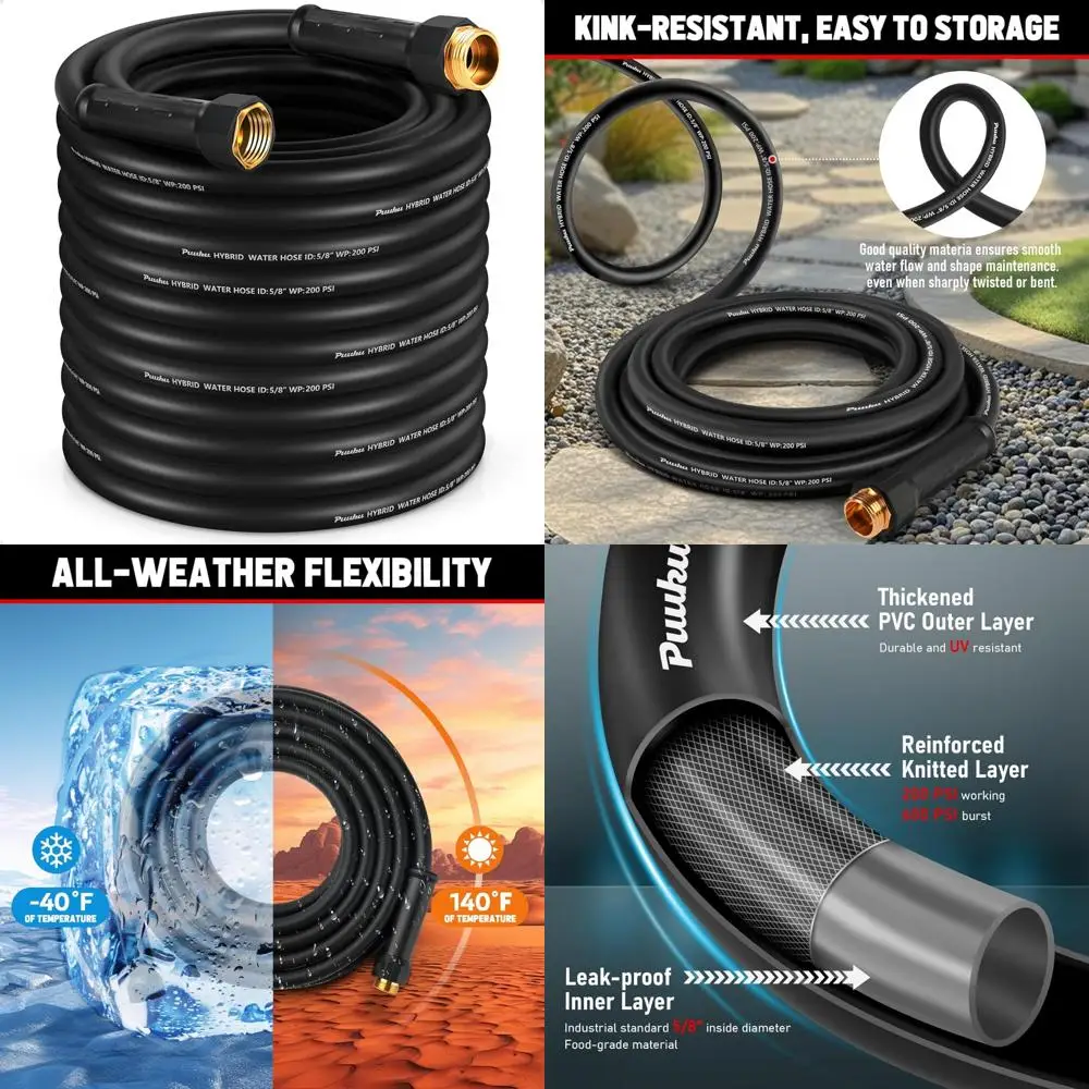 Heavy Duty 100ft 5/8 Flexible Garden Hose - Non-Expandable, Kink-Free, Leakproof, Lightweight Premium Hybrid Water Hose for Outd
Heavy Duty 100ft 5/8 Flexible Garden Hose - Non-Expandable, Kink-Free, Leakproof, Lightweight Premium Hybrid Water Hose for Outd