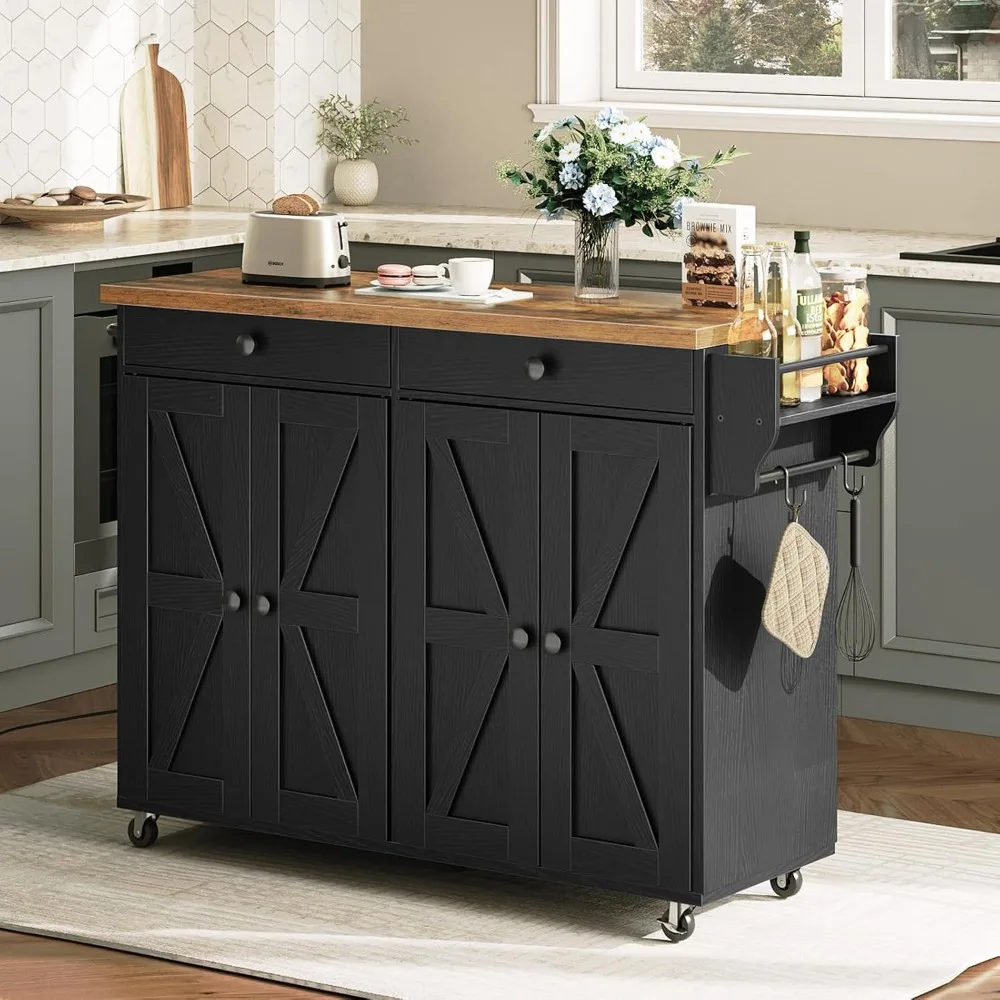 Kitchen Island with Power Outlet, 43.3 Rolling Island with Storage, Kitchen Cart with Spice Rack and Hooks, for Living Ro
Kitchen Island with Power Outlet, 43.3 Rolling Island with Storage, Kitchen Cart with Spice Rack and Hooks, for Living Ro
