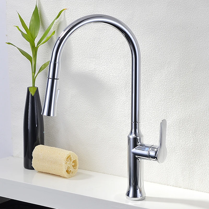 Kitchen Faucets Stainless Steel with Pull Down Sprayer Mixer Tap Kitchen Sink Faucet Deck Mounted, Single Handle Kitchen Faucet
Kitchen Faucets Stainless Steel with Pull Down Sprayer Mixer Tap Kitchen Sink Faucet Deck Mounted, Single Handle Kitchen Faucet