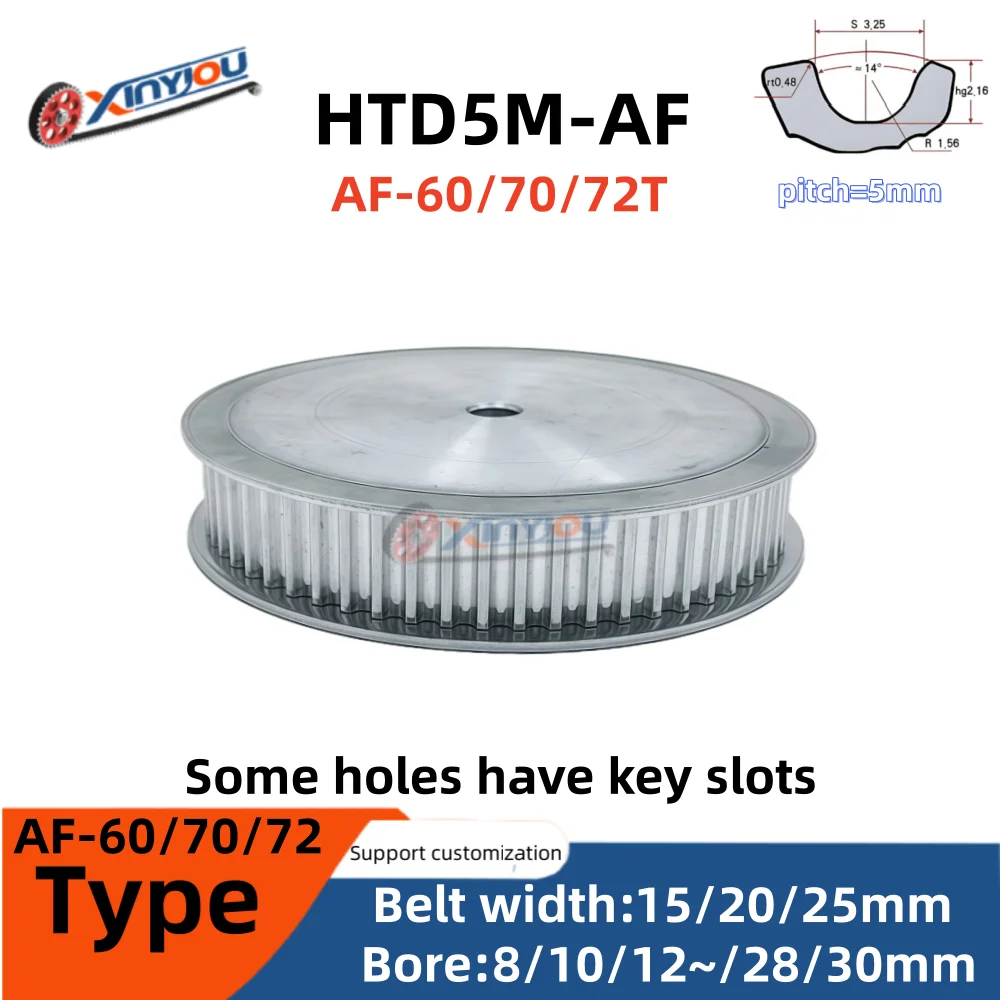HTD5M 60T timing pulley AF type pitch5mm Belt width15/20/25mm Bore 8~30mm Widely used in industrial machinery transmission
HTD5M 60T timing pulley AF type pitch5mm Belt width15/20/25mm Bore 8~30mm Widely used in industrial machinery transmission