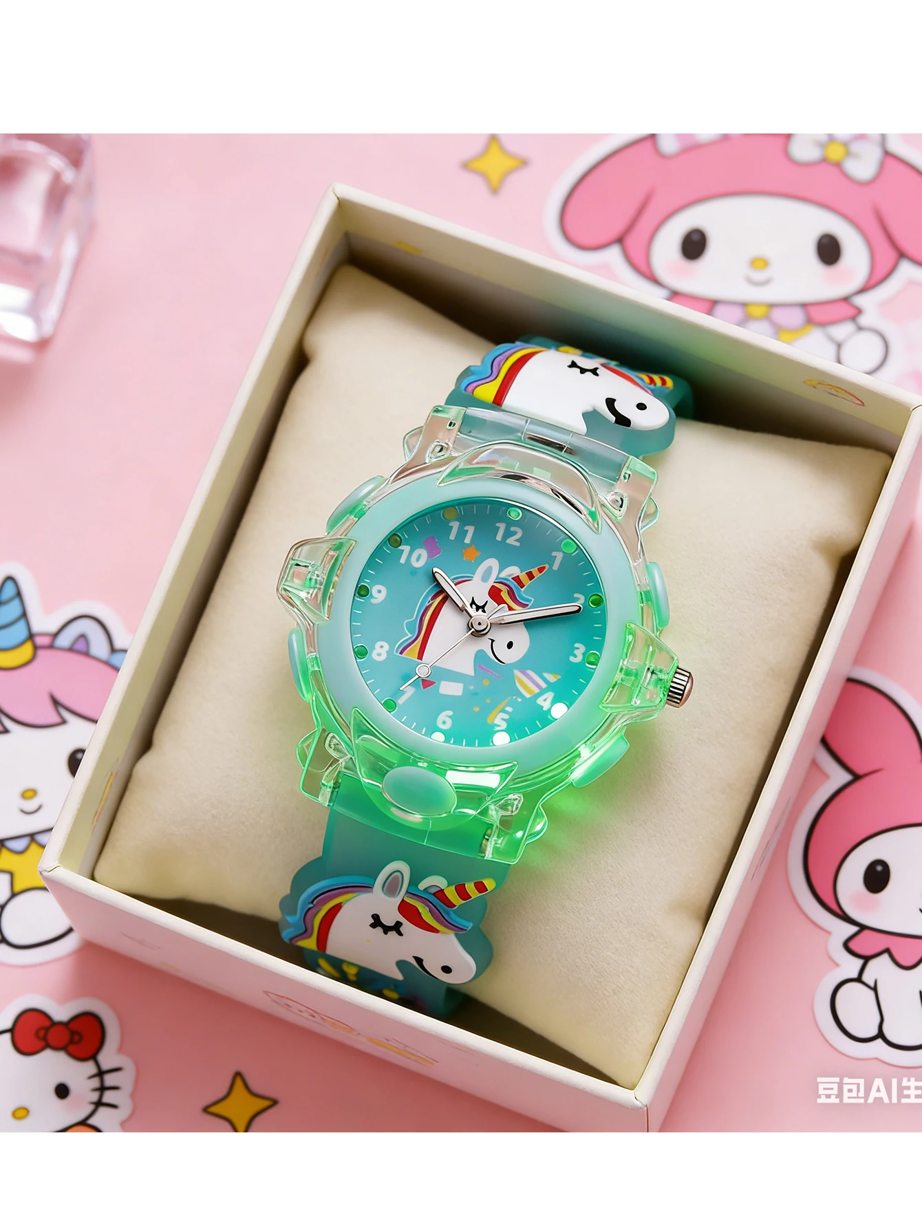Cute 3D Unicorn Kids Analog Watch with LED Light, Green Silicone Strap Wristwatch, Educational Time Teacher for Girls, Perfect G
Cute 3D Unicorn Kids Analog Watch with LED Light, Green Silicone Strap Wristwatch, Educational Time Teacher for Girls, Perfect G