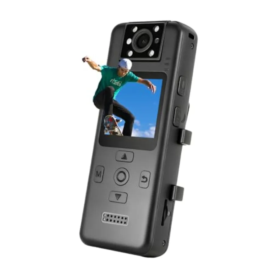4K Body Camera for outdoor, daily, and pet use: aluminum alloy body, black, 180 rotating lens with night vision and WiFi
4K Body Camera for outdoor, daily, and pet use: aluminum alloy body, black, 180 rotating lens with night vision and WiFi