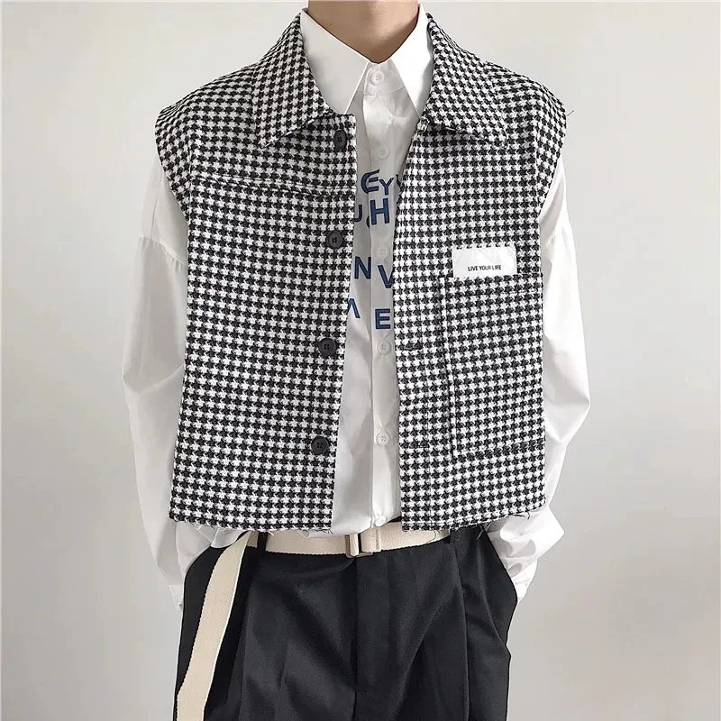 Korea Fashion Sleeveless Plaid Jacket Man Vintage Design Gilets Spring Autumn New Waistcoat Short Wild 2023 Trend Male Clothing
Korea Fashion Sleeveless Plaid Jacket Man Vintage Design Gilets Spring Autumn New Waistcoat Short Wild 2023 Trend Male Clothing